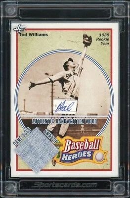 2022 Jersey Fusion Ted Williams Handwritten Word & Game Worn Swatch Relic Card - Image 1 of 2