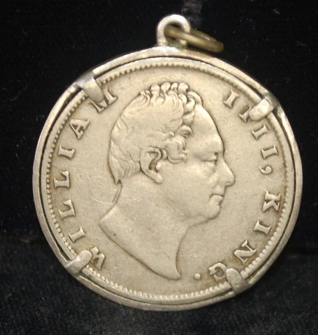 1835 William IV One Rupee Coin in Bezel Cover