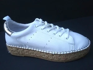 Steve Madden Pace Women's Leather Espadrille Platform Sneaker White US 10,11 - Picture 1 of 7