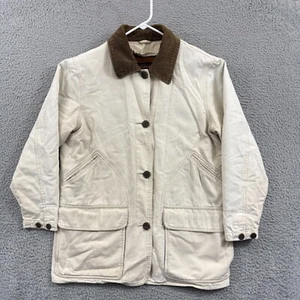 Vintage Woolrich Jacket Womens Medium Beige Barn Coat Chore Fleece Lined Outdoor - Picture 1 of 13