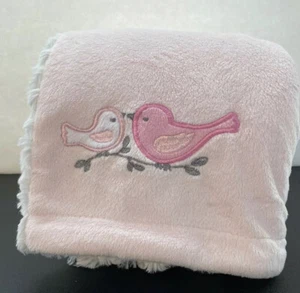 Kyle & Deena Baby Girls' Pink & White Plush Blanket With Birds White Swirls - Picture 1 of 7