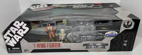 2007 Star Wars 30th Anniv Toys R Us Exclusive Y-Wing Fighter W/Pilot & R5-F7 NEW Cover