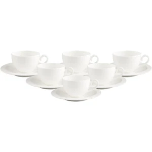 Villeroy & Boch White Pearl Kaffeetasse mit Untertasse 120 ml 6er Set - Bild 1 von 4