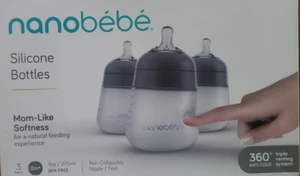 Nanobebe 360 degree Anti-Colic Flexy Silicone Baby Bottles Pack of 2-5oz 3PK - Picture 1 of 1