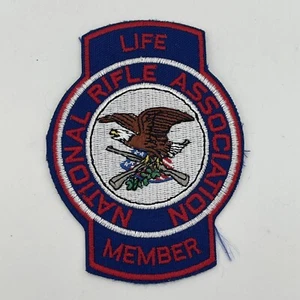 NRA Life Member Patch National Rifle Association Embroidered Iron On Blue Red - Picture 1 of 2