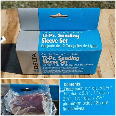 NOS DELTA Sanding Sleeves 12 Pcs Aluminum Oxide 120 FINE Grit 17-964 • 12.40€