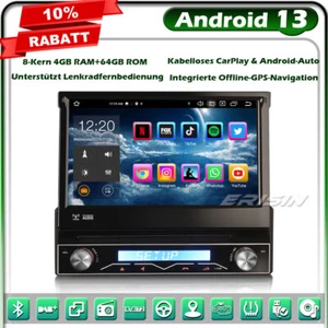 Android 13.0 8-Kern 64GB 1 Din Abnehmbare Autoradio GPS Navi CarPlay DVD DAB+ BT - Bild 1 von 24