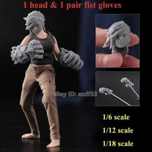 1/6 1/12 1/18 Unpainted Wei Head Sculpt & 1 Pair Fist Gloves Model For 12"Figure - Picture 1 of 9
