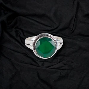 Green Onyx Gemstone 925 Sterling Silver Ring Handmade Jewelry Ring Gift - Picture 1 of 3