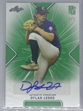 2021 LEAF PERFECT GAME NATIONAL SHOWCASE BLANK BACK GREEN 1/1 AUTO DYLAN LESKO