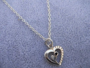 Heart w/ Onyx Black Stone Necklace 925 Sterling Silver n2020 - Picture 1 of 3