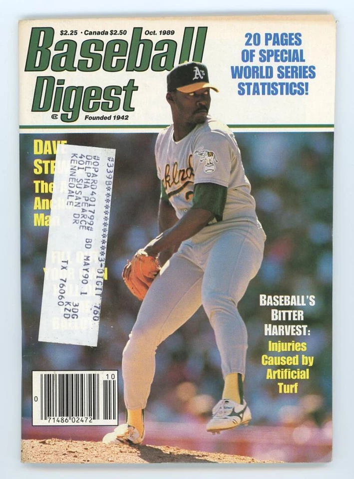 Baseball Digest Magazine October 1989 Oakland Athletics Dave Stewart - Image 1 of 1