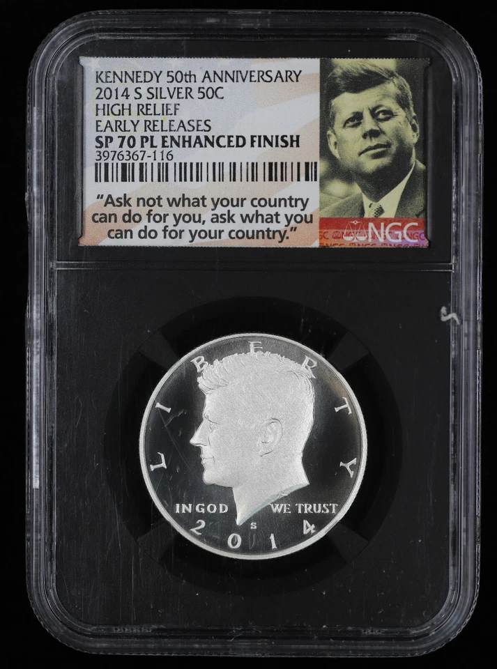2014 S Silver Enhanced Finish Kennedy Half Dollar 50C NGC SP 70 Early Releases - Image 1 of 2