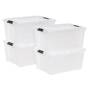 IRIS, 45 Qt. Plastic Storage Bins with Lids, Clear, Latching, Stackable, Totes, - Picture 1 of 6