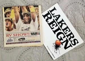 LA Times Los Angeles Lakers Kobe Bryant 2010 NBA Champs with poster - Picture 1 of 8