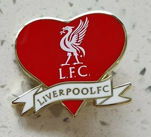 Liverpool FC Official Red and White Heart Shape Pin Badge - Liverbird LFC - Picture 1 of 2