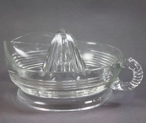 Vintage Anchor Hocking Pressed Glass Lemon Reamer Juicer Ribbed Sides Art Deco - Picture 1 of 6