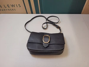 John Lewis Crescent Saddle Bag Black Leather Shoulder Crossbody Ex-Display - Picture 1 of 14