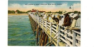 Postal 1941. Pesca en Sunny Isles Pier. Miami Beach, Florida - Imagen 1 de 1