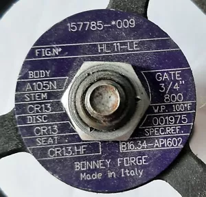 Bonney Forge HL 11-LE 3/4" gate valve - Picture 1 of 5