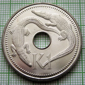 PAPUA NEW GUINEA 2004 1 KINA Large, TWO CROCODILES UNC yes we do combine postage - Picture 1 of 6