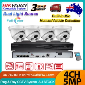 AU Hikvision 4CH Dual Light ColorVu CCTV Camera System Ourdoor 5MP MIC POE Kit - Picture 1 of 29