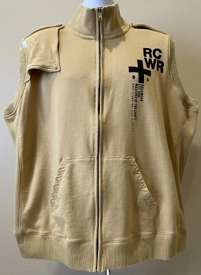Rocawear Mens Vest 3XL Full Zip terry lined graphics front & back, pockets - Image 1 of 4