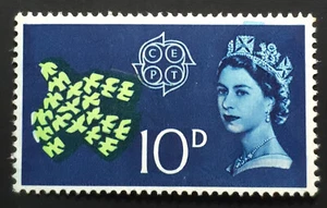 GB QEII 1961 ERRORs! DRAMATIC SHIFT of Turquoise & Green colours on CEPT 10d MUH - Picture 1 of 7