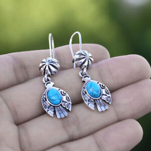Boho 925 Silver Earrings for Women Turquoise Wedding Bird Jewelry Gift Pair/set