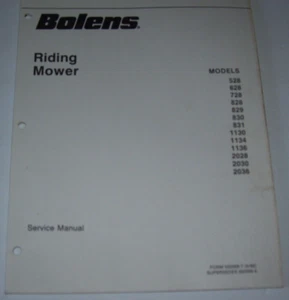 BOLENS RIDING MOWER TRACTOR 528 628 728 828 829 830 831 1130 SERVICE MANUAL 1986 - Picture 1 of 2