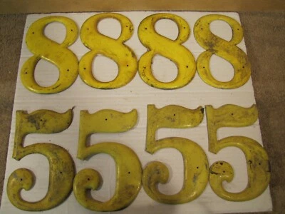 Vintage Original Yellow Aluminum Tin 5's & 8's House Home Numbers - Image 1 of 4