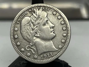 1911 Barber Quarter Choice Extremely Fine XF+ Coin - Picture 1 of 2