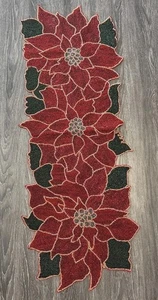 Beaded Poinsettia Table Runner 36”x13” - Picture 1 of 5