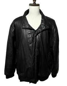 Vintage Members Only Leather Jacket Mens 3X Black Sherpa Lined Bomber Full Zip - Picture 1 of 13