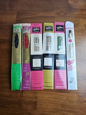 Lot Of 5 Vintage Zippers Talon & Others 7", 10" 22" Multi Colored. New Old Stock - Image 1 of 4