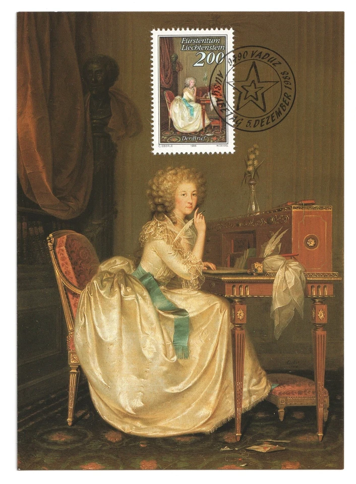 1988 Liechtenstein Letter Writing 2f  Quill Pen First Day Maxi Card. Vaduz FDC - Image 1 of 1