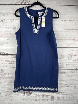 Vestido para mujer Vineyard Vines mediano azul marino bordado cambio algodón bahía profunda Foto 1 de 4