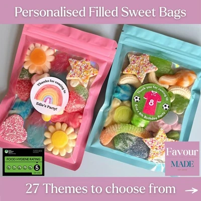 Pre Filled Sweet Bags Personalised Kids Party Bag Fillers Wedding Favours Gifts - Image 1 of 4
