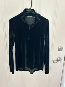 SNO SKINS GREEN VELVET VELOUR TUNIC TOP HALF ZIP LONG SLEEVES WOMENS S - Picture 1 of 3