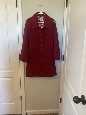 Gabardina de lana roja de tul XS sin mostrar botones delanteros Foto 1 de 4