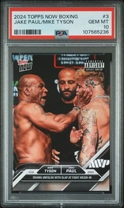 2024 Topps Now The Slap at the Weigh In Card #3 Mike Tyson Jake Paul PSA 10 - Bild 1 von 2