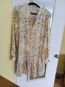 H&M Yellow Floral - Size L - Long Sleeve Tunic - New & Tagged - 98 cms - Picture 1 of 23