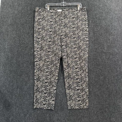 J Jill Pants Womens 16 Black Beige Paisley Print Stretch Cotton Ankle Slacks - Image 1 of 4