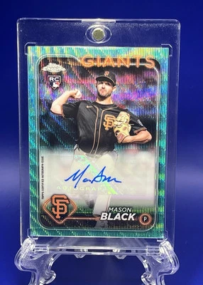 2024 Topps Chrome Update Mason Black Aqua Wave Refractor RC Auto /199 #AC-MB - Image 1 of 4