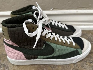 Nike Blazer Midd 77 Premium Toasty Quilted Sneakers Sequoia Olive Green Sz 8.5 - Picture 1 of 7