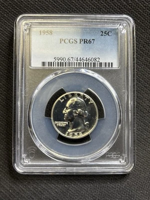1958 Washington Quarter Proof Silver PCGS PR67 Slight Die Rotation - Image 1 of 4