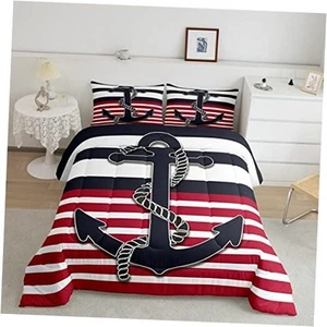 Anchor Decor Comforter Nautical Themed Ocean Comforter Set for King Multi 23 - Picture 1 of 7