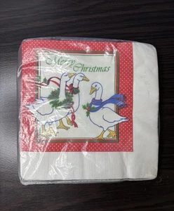 Vintage New Sealed Christmas Geese Goose Luncheon Beverage Napkins Cottagecore - Picture 1 of 5