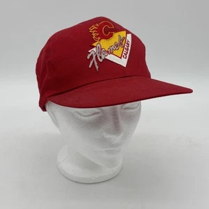 Vintage Calgary Flames SnapBack Hat Triangle Design Logo Wool-Blend Cap 80s NHL - Picture 1 of 9