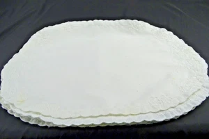 8er Set Vintage weiße ovale Tischsets mit weiß bestickter Umrandung, 12 x 18 - Bild 1 von 8